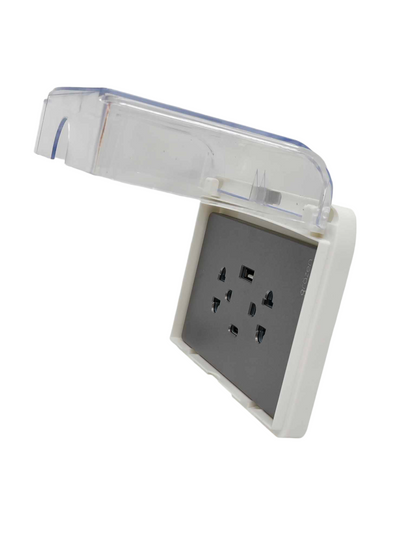 Grazen Weatherproof Plate Cover with Duplex Universal Outlet with Ground 16A 220V with USB-A and USB-C 2100mAh 5VDC