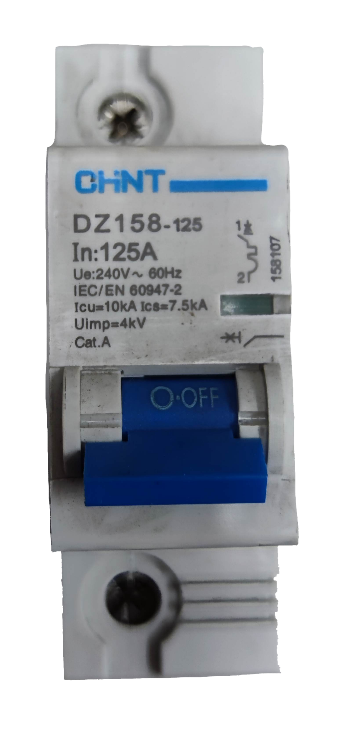 Chint 125A 1 Pole Miniature Circuit Breaker 10KAIC 220V AC DZ158-125125A1P