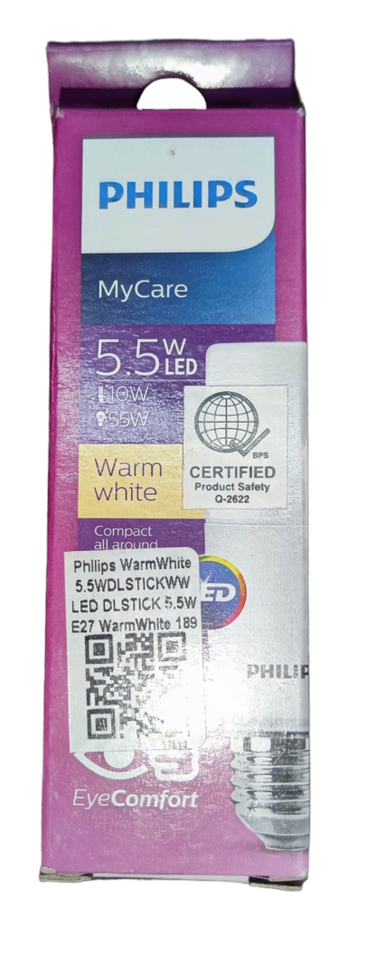 Philips 5.5W LED Stick E27 220V 3000K Warm White or Daylight Eye Comfort My Care