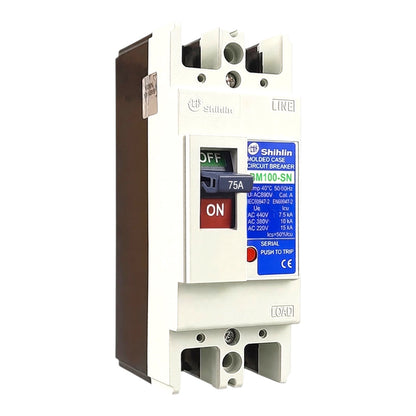 Shihlin 75A 2P Molded Case Circuit Breaker 25 KAIC 220V MCCB BM100SN2P75A