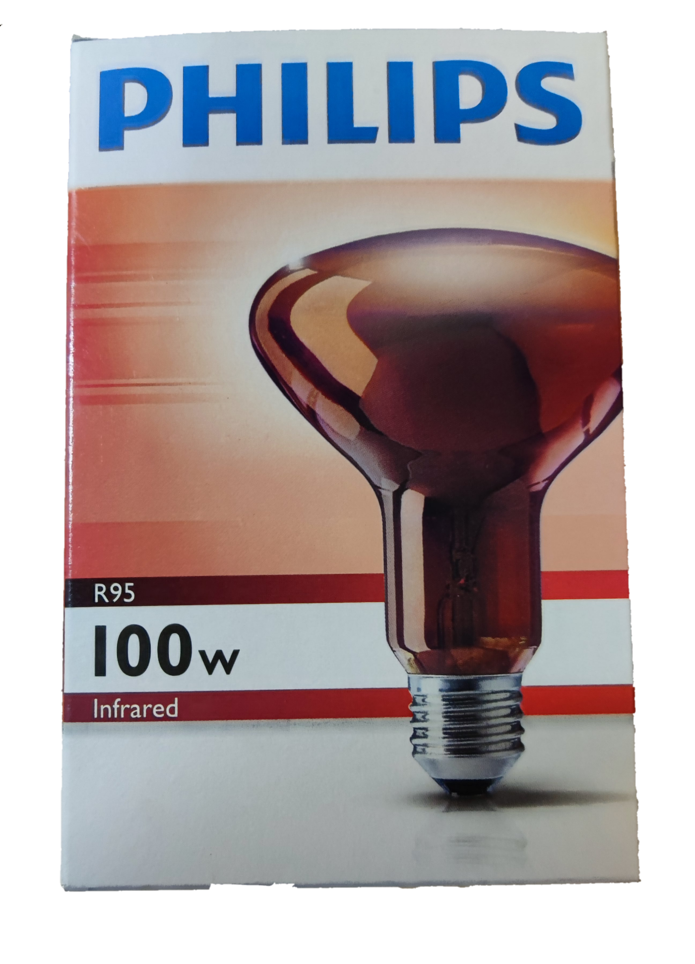 Philips 100W 240V E27 Infrared Lamp Red, Massage Lamp, Heat Lamp for Muscles