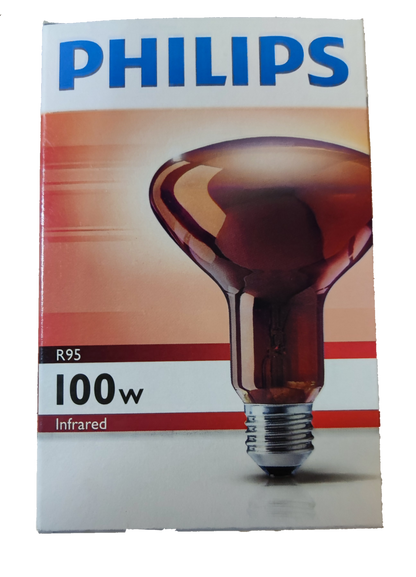 Philips 100W 240V E27 Infrared Lamp Red, Massage Lamp, Heat Lamp for Muscles