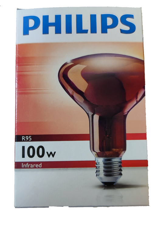 Philips 100W 240V E27 Infrared Lamp Red, Massage Lamp, Heat Lamp for Muscles