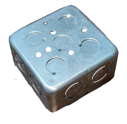 Royu 4x4 Junction Box Metal AWG 18 REMUB03A, 4x4 Square Box 1mm Thickness ( 4" x 4" x 2" - 1/8")