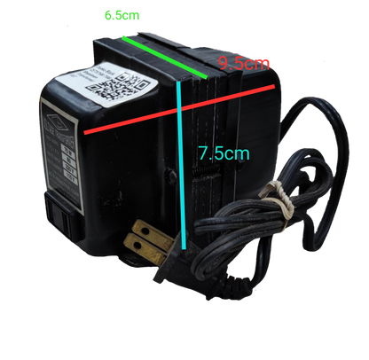 CE 75W step down transformer 220V to 110V black power converter with attached plug and cable
