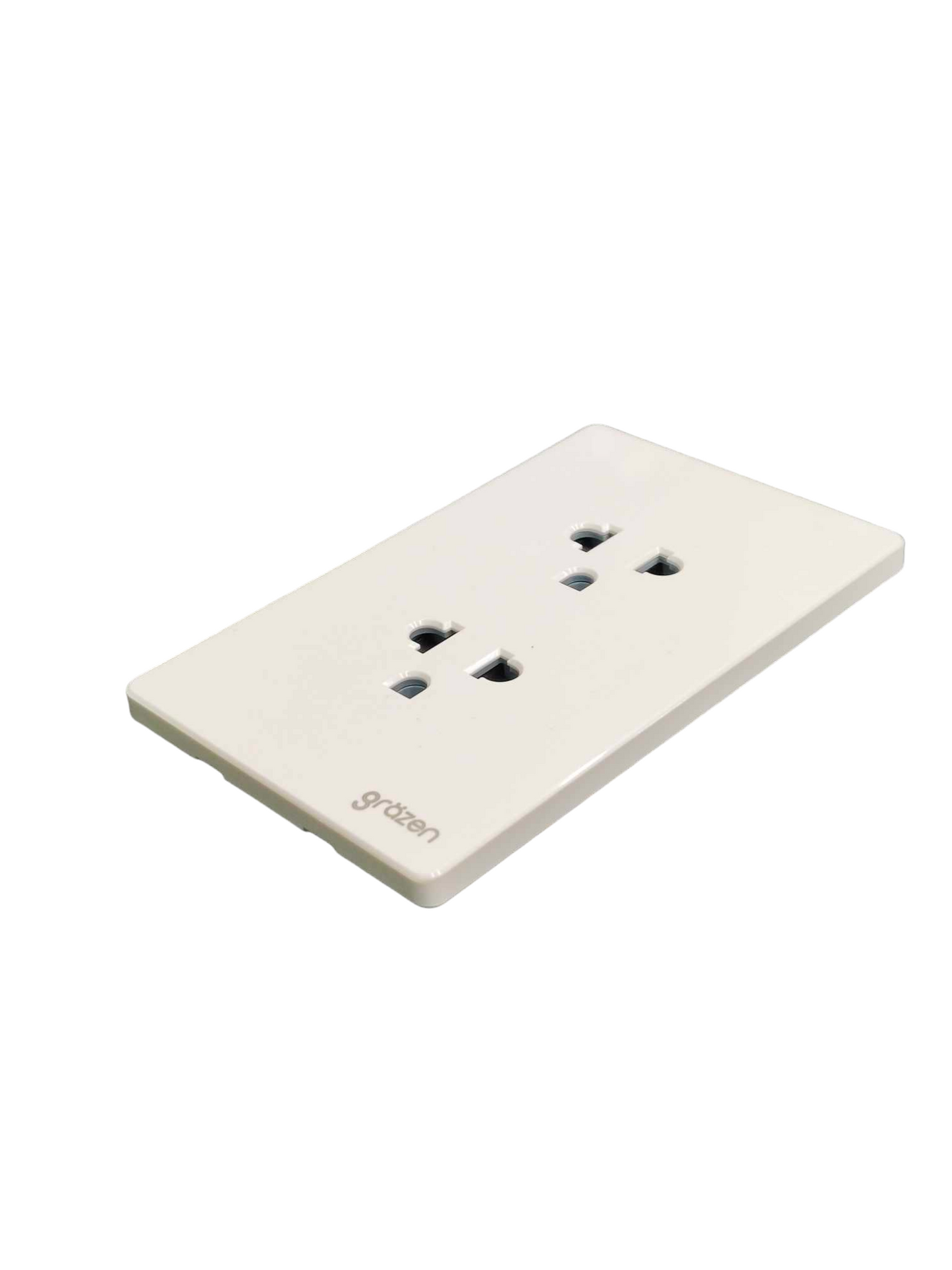 Grazen 2 Gang Universal Outlet with Ground 16A 220V Available Black White Gray and Gold GW-010