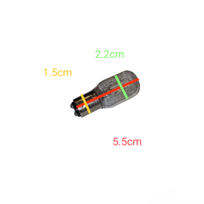 Measurement details of a cylindrical object with labeled dimensions on a white background 7W Machine Bulb 110V B15 Double Contact Indicator Bulb Pilot Lamp Electx Electrical SUpply 3