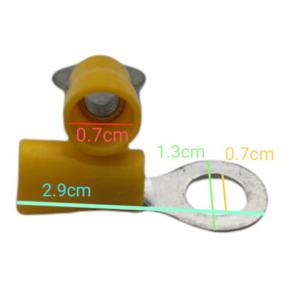 Local Terminal Lugs Ring Type Yellow Insulation 5.5mm (5Pcs + 5Pcs Free) , Ring Terminal Lugs,  Round Terminal Lugs
