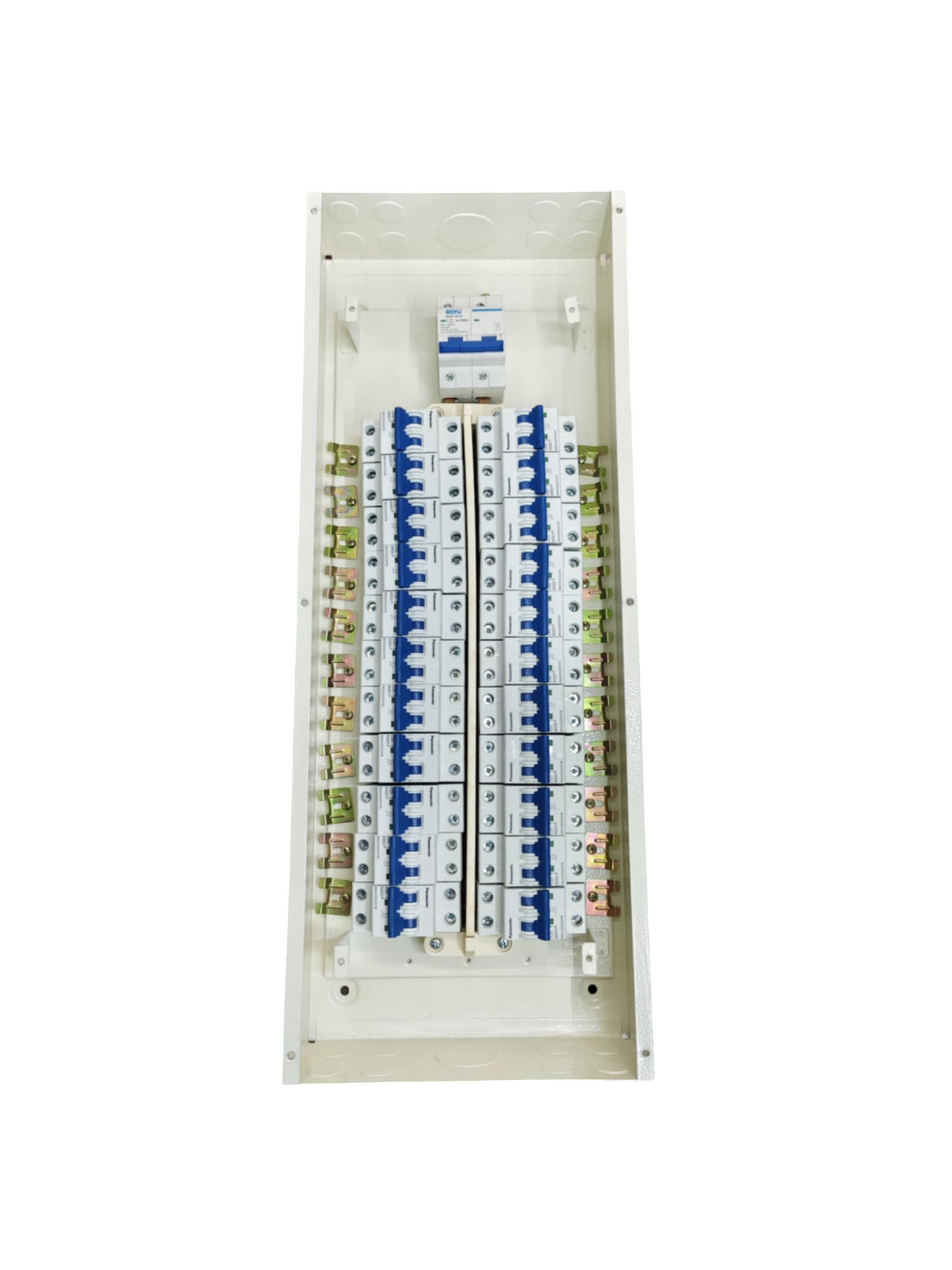 Panel Board 100A 2 Pole Main Chint Miniature Circuit Breaker 22 Branches 2 Pole Panasonic for Miniature 3 Modules Metal Base