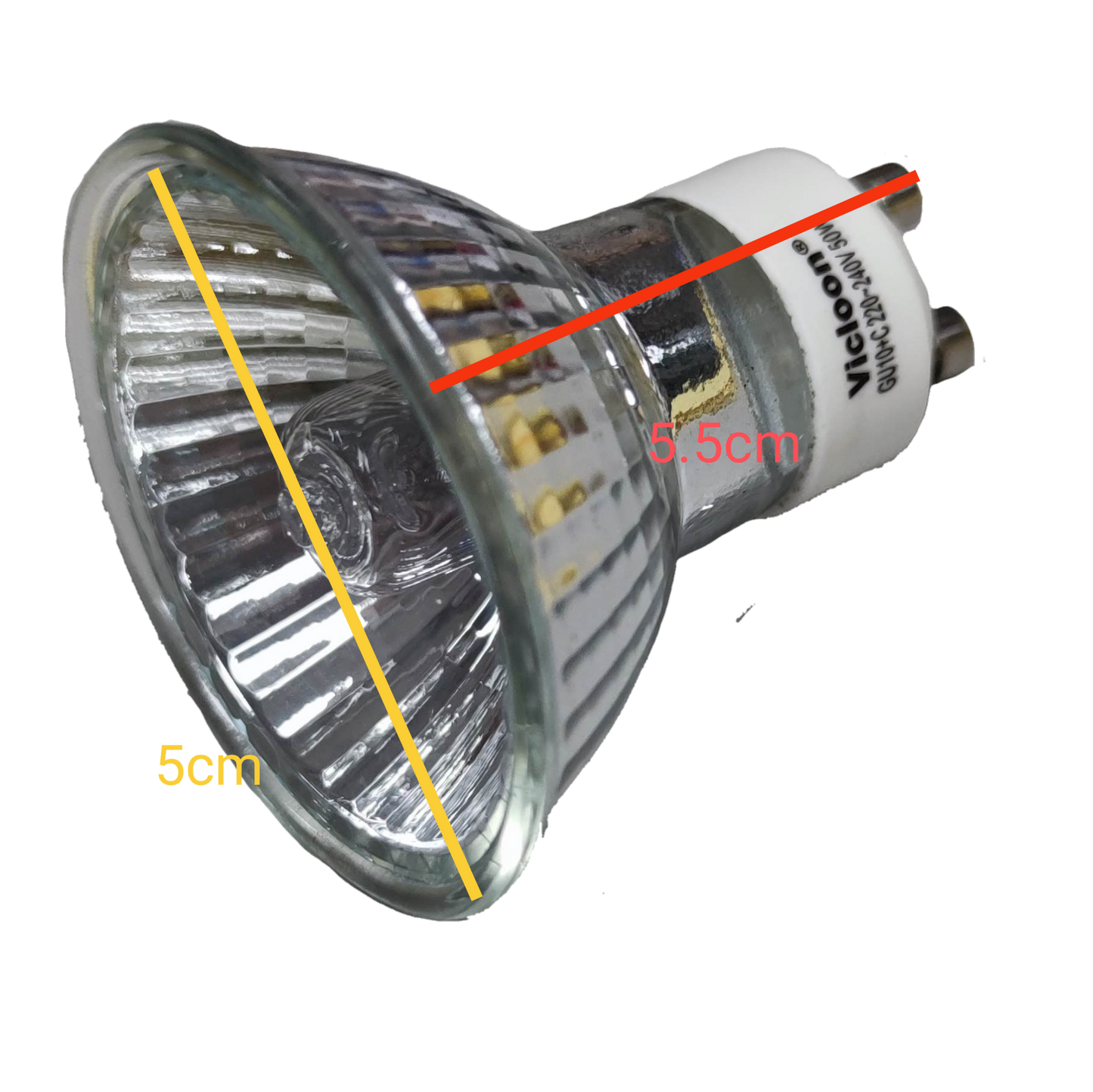 Vicloon 50W Halogen Bulb Gu10 MR16 220V , 50W 220V MR-16 Halogen Bulb GU10 Socket, Halogen Bulb for Scented Candles, Candle Warmer Bulb 50W 220V Dimmable
