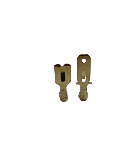 Gold 7mm spade Male and Female connectors for reliable electrical connections in various applications