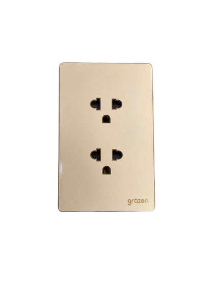 Grazen 2 Gang Universal Outlet with Ground 16A 220V Available Black White Gray and Gold GW-010