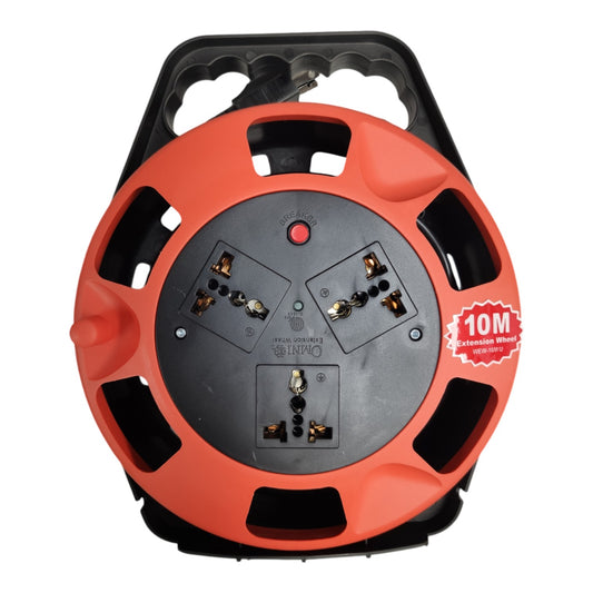 Omni 3 Gang Extension Cord Wheel Type  Universal Outlet with Safety Breaker 10A 220V 10 Meters WEW-10M/U