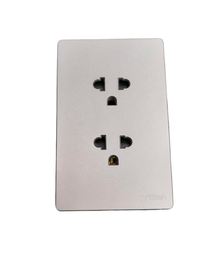 Grazen 2 Gang Universal Outlet with Ground 16A 220V Available Black White Gray and Gold GW-010