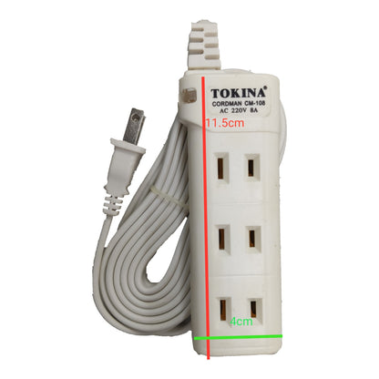 Tokina Extension Cord 3.6 Meters 3 Gang Flat Pin, 3 Meters Extension Cord 3 Socket Flat Pin Receptacle