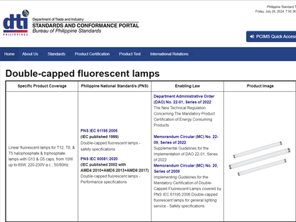 Firefly 8W T5 Fluorescent Tube Daylight product on webpage showing double capped fluorescent lamps table