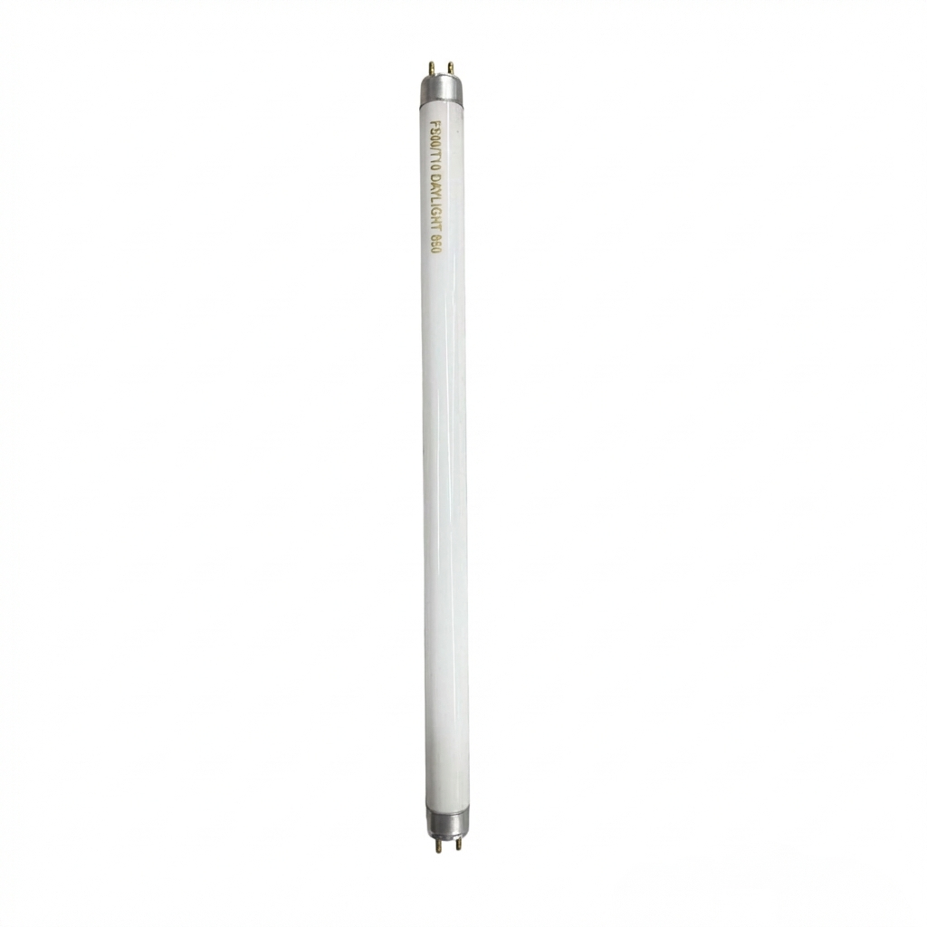 T8 fluorescent light bulb on a white background