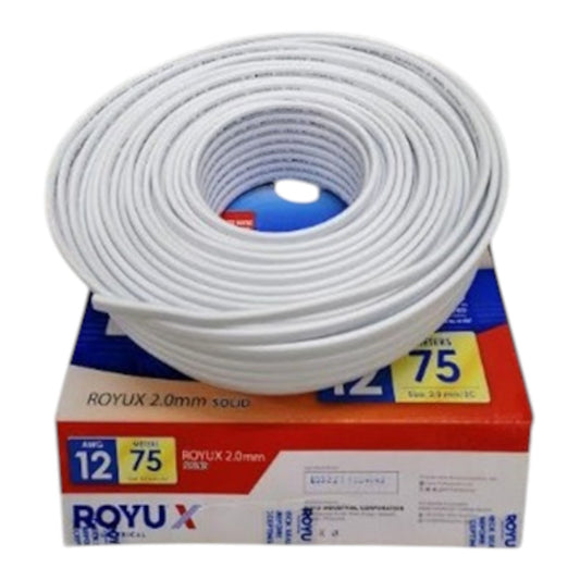Royu PDX Wire AWG 12/2 Romex Wire 2.0MM/2C NM Non Metallic Sheath Cable 600V 75M/ Roll RNM12AXWT