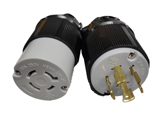 Grippes 20A Twist Lock Outlet with Plug  Cord Connector Type 3P+E (4P) 250V (NEMA L15) BL1520C & BL1520P, Twistlock