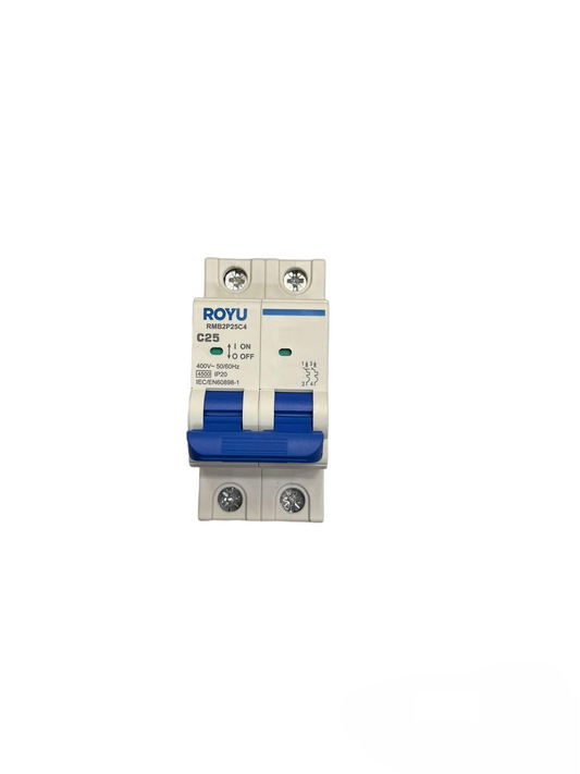 Royu 25A 2 Pole Miniature Circuit Breaker 4.5KAIC 220V RMB2P25C4