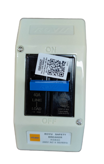 Royu 60A 2 Pole Circuit Breaker with PVC Enclosure RSB40A 60A Circuit Breaker with Housing