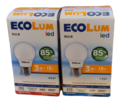 Ecolum 3W LED Bulb 220V E27 Warm White