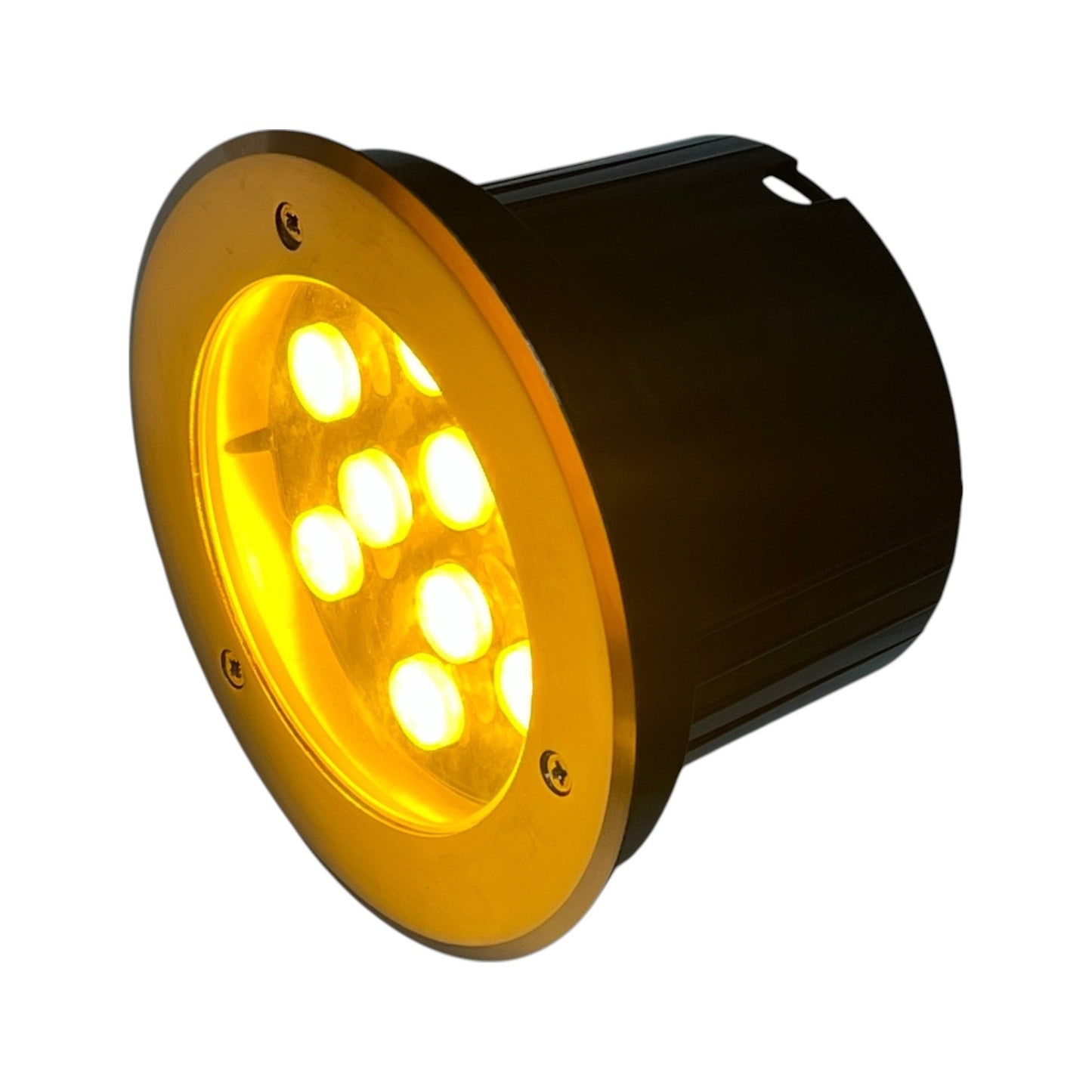 Black and gold spotlight on a white background
