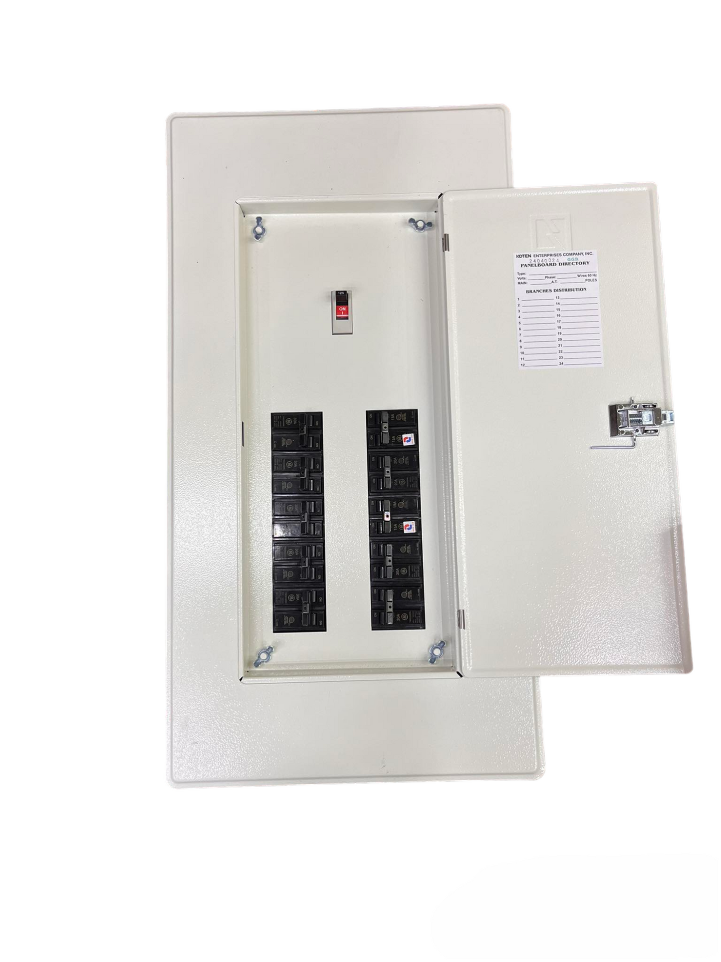 Koten & GE Panel Board with 125A 2Pole Main 250SPS and 10 Branches 2Pole TQC
