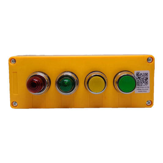 Auspicious Push Button Switch Green and Yellow 25mm 3A 220V with Pilot Lamp Red and Green 25mm 3A in Surface type Box