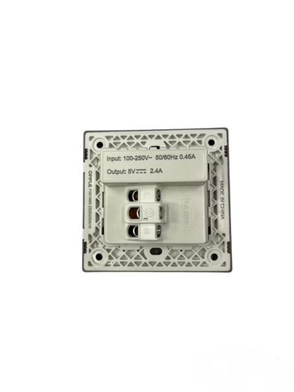 Opple Duplex Universal Outlet Square Gray 16A 250V with 2 Gang USB-A 5V 2.4A Outlet with Plate Cover F021685