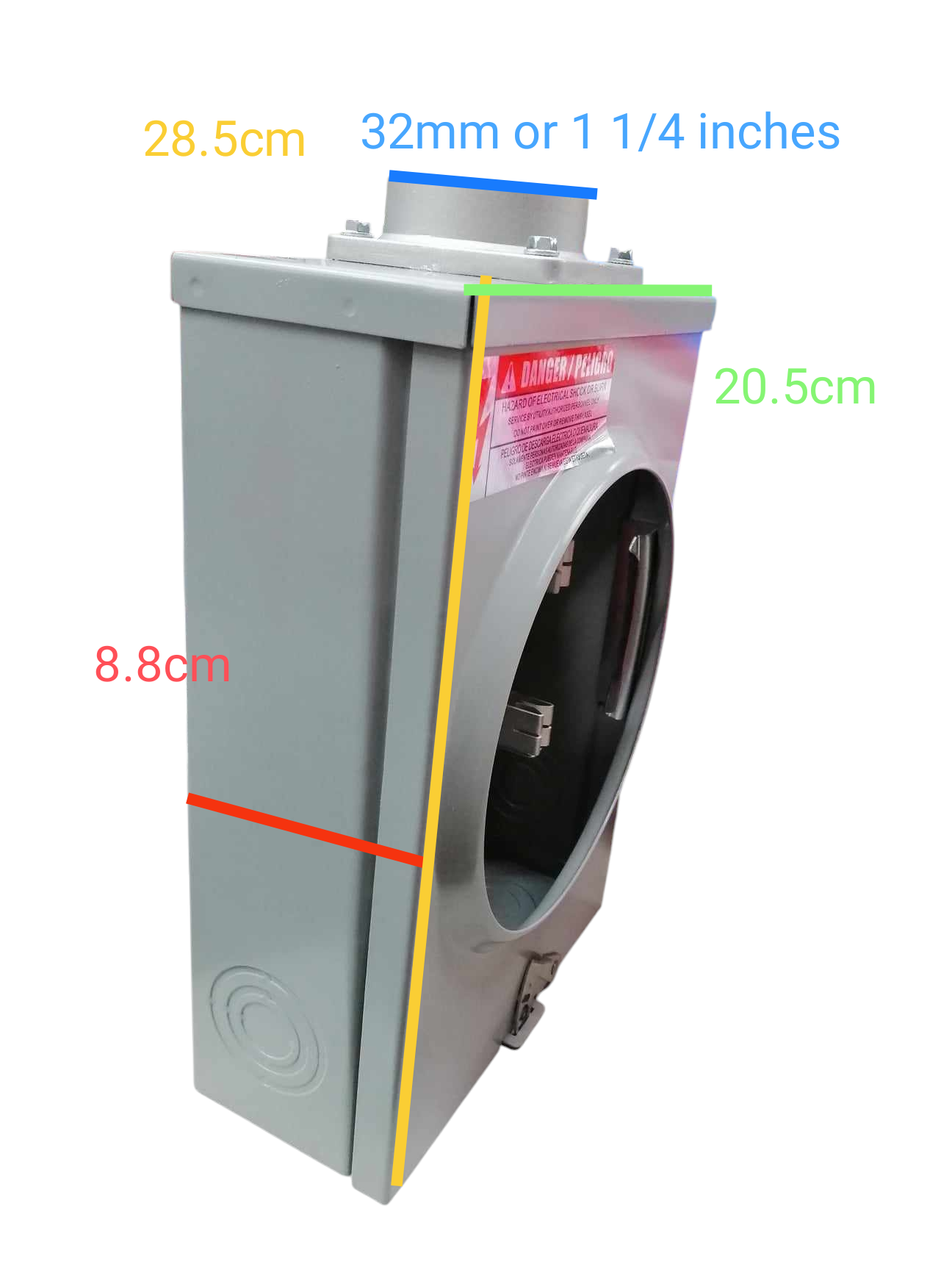 Cirtech KWH Meter Base (5 Jaws) Square Type 1 1/4 inches Hub Size Max 200A