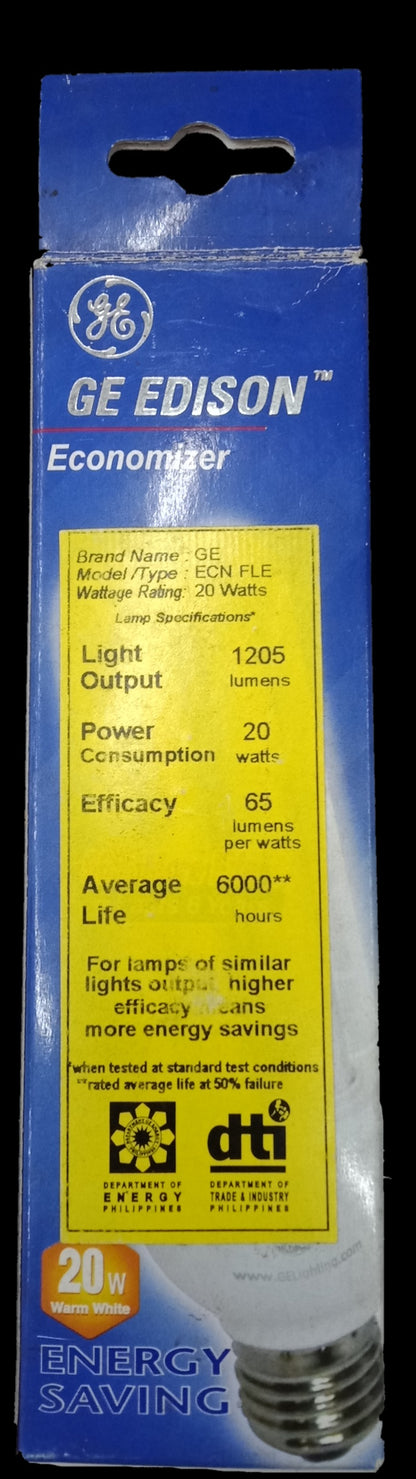 GE 20W CFL E27 220V 3U Economizer Warm White