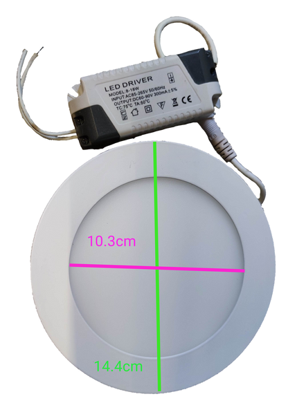 OES 9W LED downlight slim daylight 6500K 220V with a 10.3cm diameter and 14.4cm width
