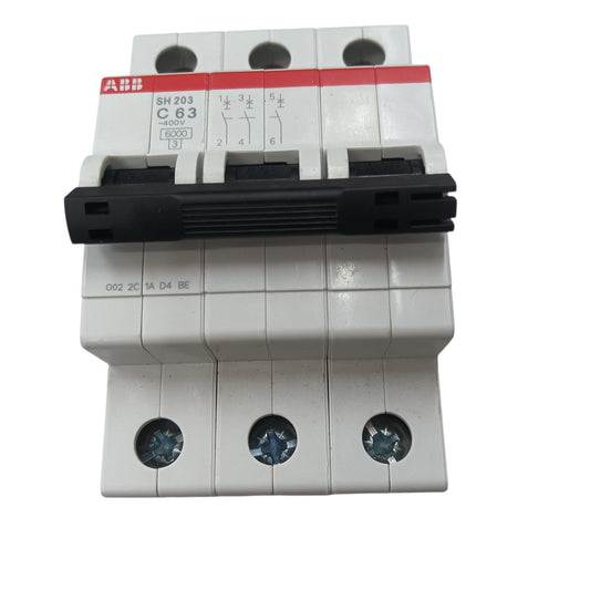 ABB 63A 3 Pole Miniature Circuit Breaker MCB 6KAIC 220V SH203-C63