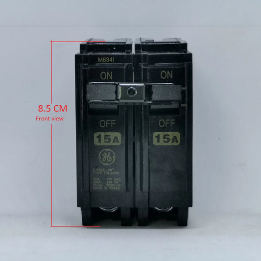 GE 15A Circuit Breaker 2 Pole, compact design for reliable electrical protection and safe operation