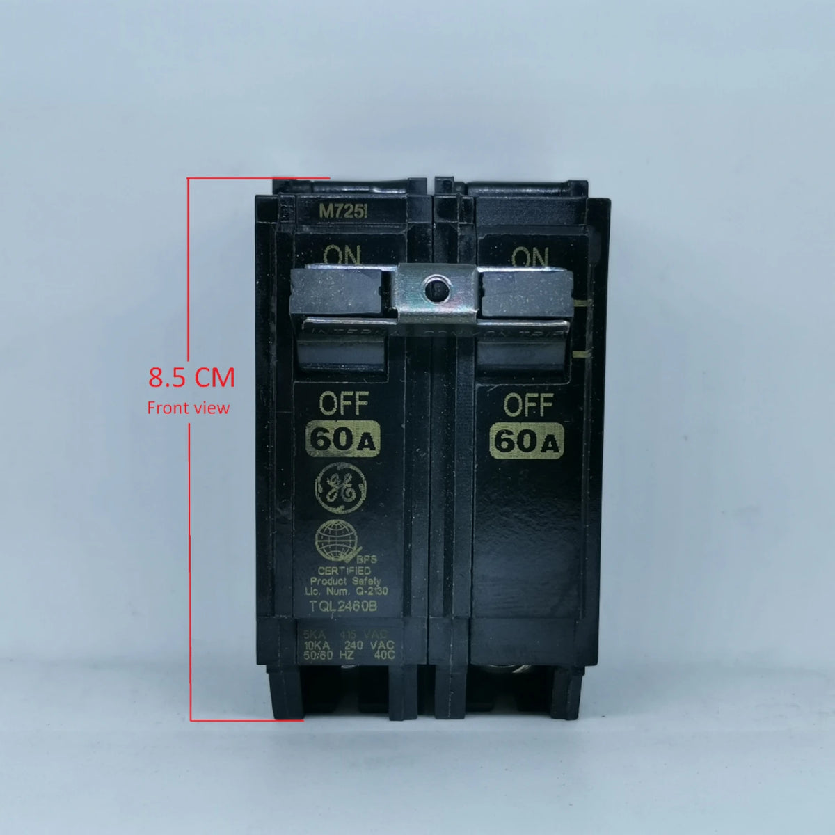GE 60A Circuit Breaker 2 Pole Single Phase with clear on and off indicators