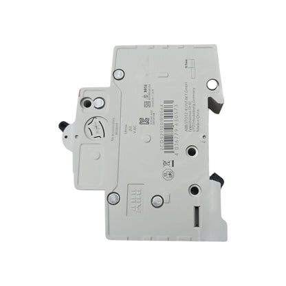 A white plastic electrical component or terminal block with printed technical specifications, a barcode, and mounting holes, shown on a plain white background.