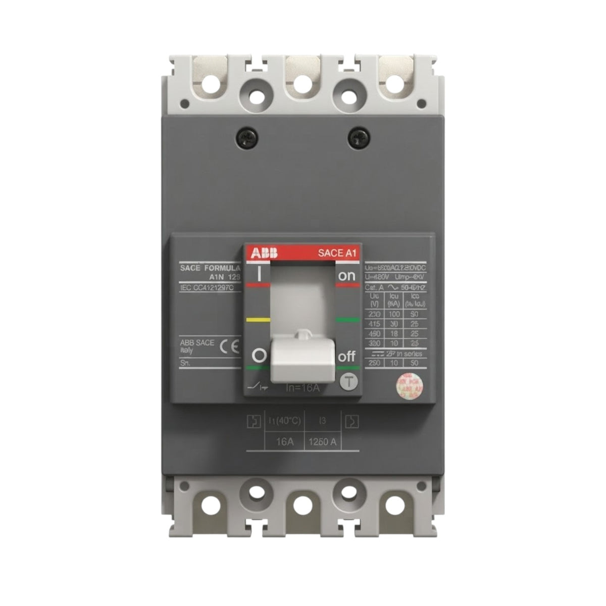 ABB SACE 16A 3P Industrial Circuit Breaker MCCB 125AF 25KAIC 220V SACE A1B125AF-3P16A