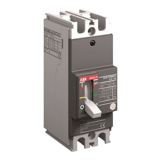 ABB SACE-A1 SACE FLOWMETER RIB 320 circuit breaker with a gray housing, white terminal blocks, and a front control panel with red, yellow, green, and white markings.
