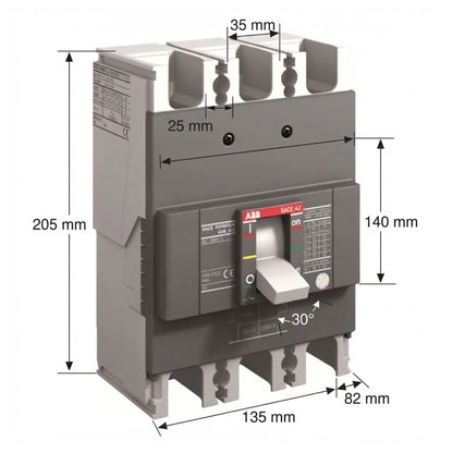 ABB SACE 250A 3P Industrial Circuit Breaker MCCB 250AF 85KAIC 220V SACE A2N250AF-3P250A