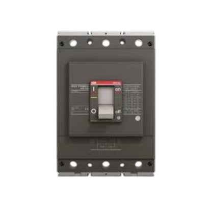 A dark gray electrical circuit breaker with a central red and gray switch handle, shown against a plain white background.