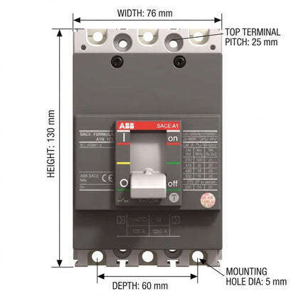 ABB SACE 63A 3P Industrial Circuit Breaker MCCB 125AF 100KAIC 220V SACE A1N125AF-3P63A