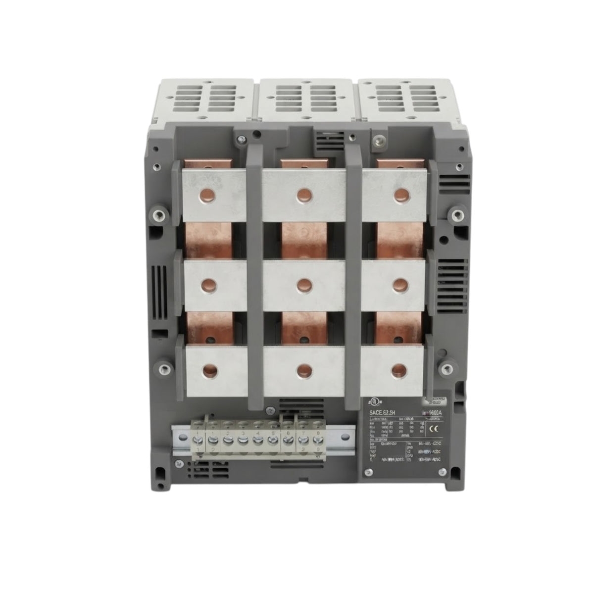 A Siemens industrial contactor with a gray metal housing, copper-colored coils, and silver terminal blocks, shown against a plain white background.
