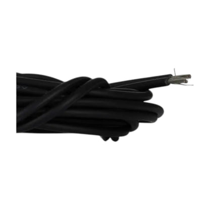 A coiled bundle of black cable or wire with a small exposed metallic core visible on one end, shown against a plain white background.