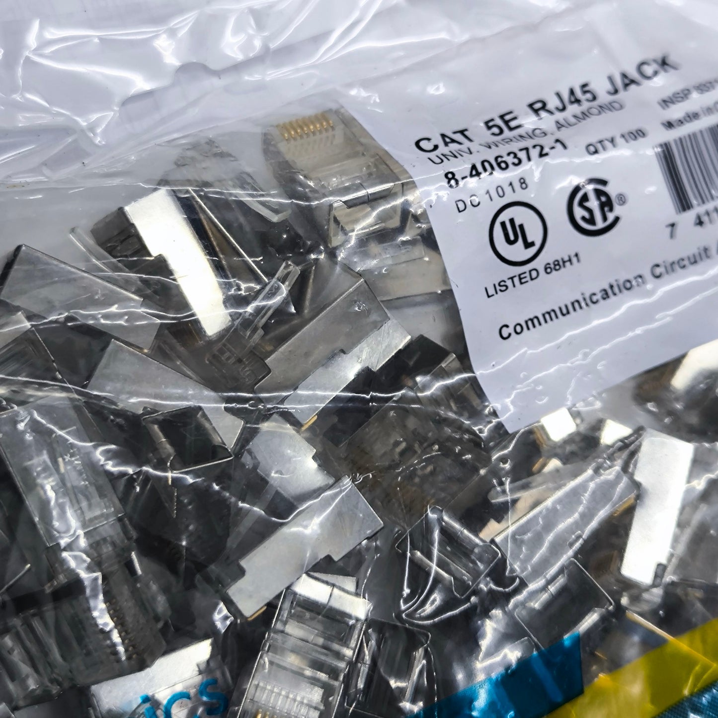 AMP CAT 5e Shielded RJ45 Connector CAT5e RJ45 Connector Metal, 100 Pcs per Order