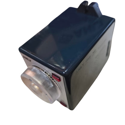Rectangular electronic device with a knob on a white background
