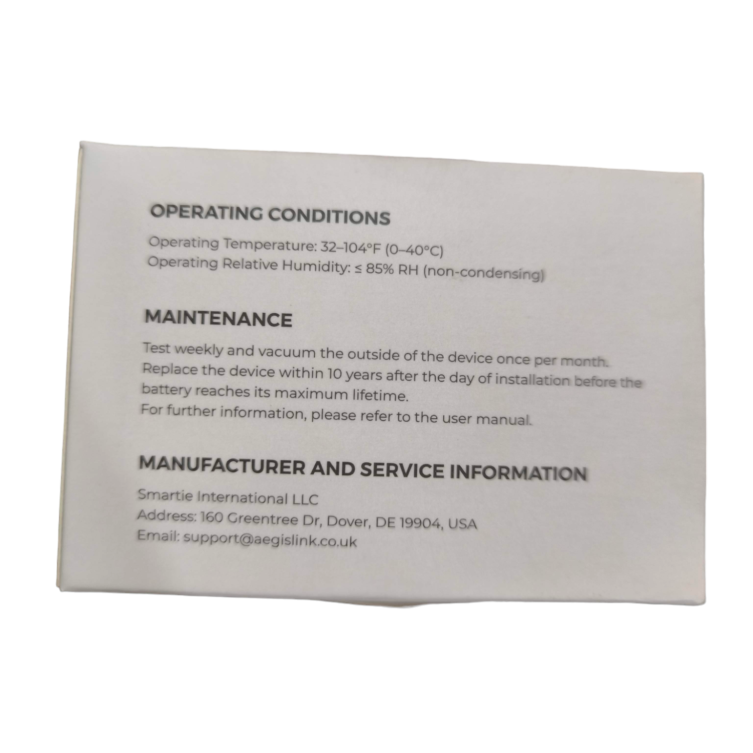 Aegislink Photoelectric Smoke Alarm S220 with Battery non Replaceable Electx Electrical Supply 