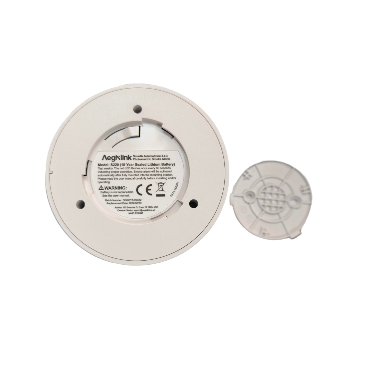 Aegislink Photoelectric Smoke Alarm S220 with Battery non Replaceable Electx Electrical Supply