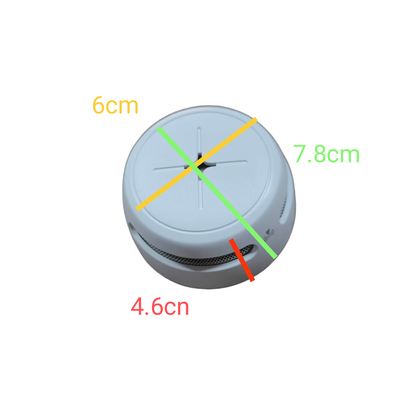 Aegislink wireless interlinked smoke alarm with compact white round design and size measurements