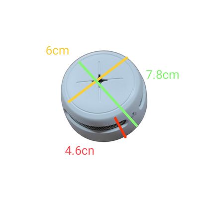 Aegislink wireless interlinked smoke alarm with compact round design showing dimensions